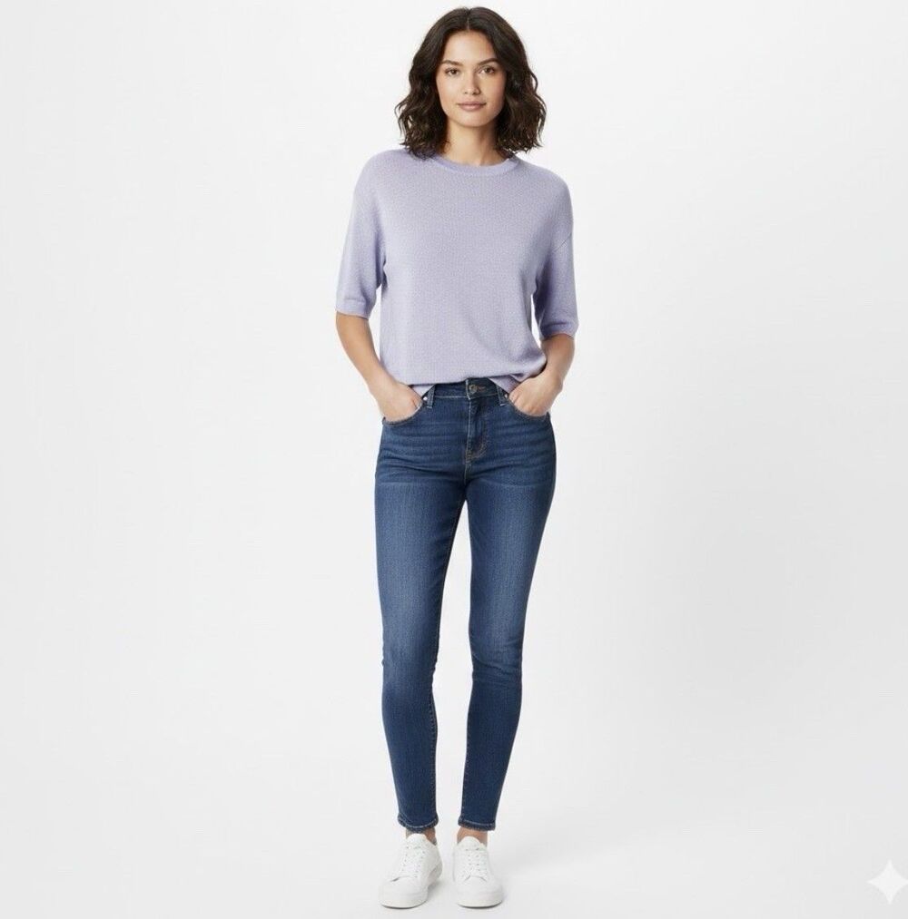 Daniel Gray Sweater Women’s L Light Blue Short Sleeve Pullover Casual